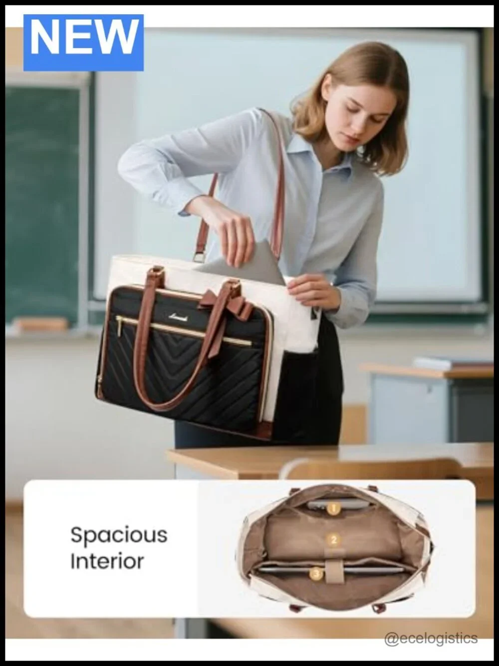 Insulated Tote Bag for Women with Laptop Compartment, Lunch Bag, 15.6